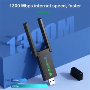 2in 1 USB 3.0 WiFi Bluetooth 무선 어댑터, 1300Mbps 듀얼 밴드 2.4/5Ghz 네트워크 카드 수신기 AC1300 5