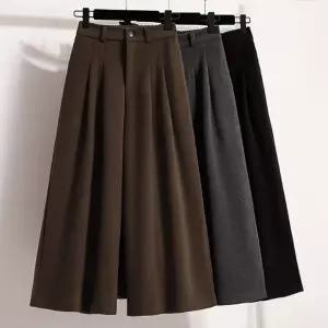 [페이릿][페이릿] [88까지]디로 앞주름 핀턱 뒷밴딩 빅와이드 모직 팬츠