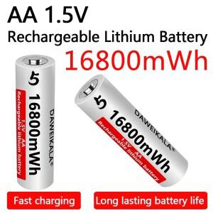 도라식  AA 배터리 1.5V 리튬 이온 충전식 대용량 16800mWh 리모컨 장난감 전구 고속