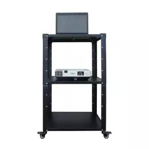 프리미엄 빔프로젝터 이동식 바퀴카트 노트북 거치대 블랙 3단 선반