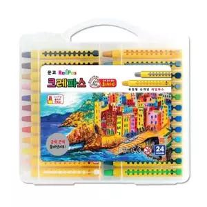 [하프클럽/알티피아]푸쉬앤업 홀더타입 부드러운 레일파스 크레파스 24색