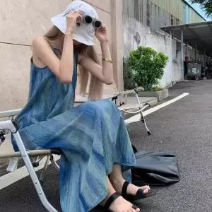 비치웨어 여성 비치룩 끈나시 원피스