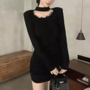 미디원피스 레이스 버튼 셔링 미니원피스 SNY-0032