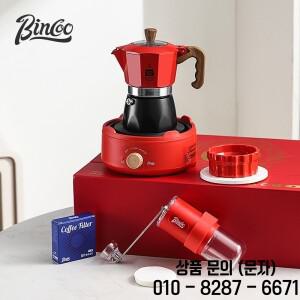 BINCOO 더블밸브 모카포트 선물세트 (휴대용 손잡이 포함) 설날 결혼식 답례품 2컵