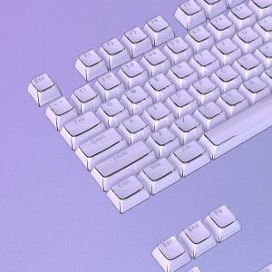 136키 퍼플 더블 샷 샤인 스루 ABS 키캡 ASA 프로파일 젤로 크리스탈 클리어 PC MX 스위치용 게이밍 키보드