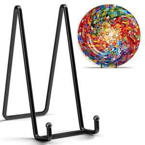 IPAME 4팩 8인치 대형 접시 스탠드 디스플레이 - 금속 사각 와이어 홀더 + 책, 접시, 명판, 사진 이젤용 그림