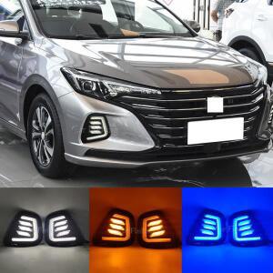 볼보트럭 데이라이트 ChangAn Eado Plus용 자동차 LED DRL 2020 주간 주행등 안개등 커버, 노란색 방향 지