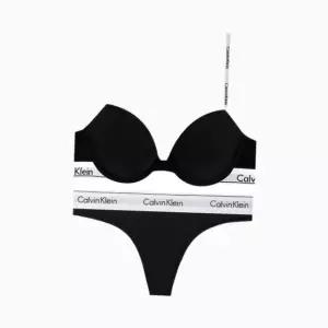 [Calvin Klein]UNDERWEAR CK 여성 모던 코튼 데미 브라티팬티 세트 QF7936F3786 BLACK 698163