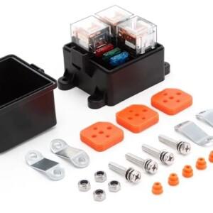 캐러밴 오프로드 차량 스포트라이트 수정 고전류 릴레이 내화 방수 3 방향 퓨즈 박스 바이크 오토바이 장비