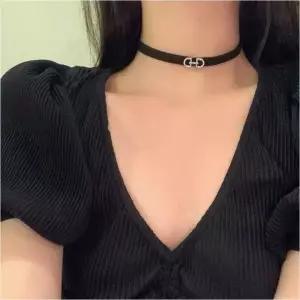 초커목걸이 더블D 초커 여성 악세사리 큐빅 체인조절 (WFKIY1H)