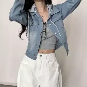 크롭 청자켓 여자 여성백팩 인기 데님 여성가 WFLQVKX