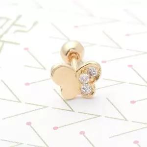 10K 금 큐빅 나비 큐티 골드 피어싱 (WFKJQD8)