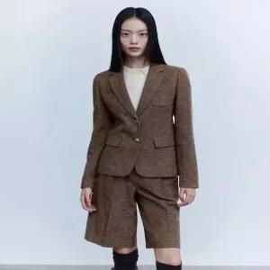 더엣지 theatg 울혼방 로렌 체크 자켓