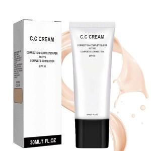 CC 크림 파운데이션 하이드레이팅 컬러 피부 톤 보정 페이스 메이크업 프라이머 모든 타입을 위한 브라이트닝 워터프루프 롱래스팅 경량 컨실러 1온스(1개)