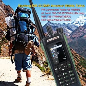 Baofeng DM-32 DMR 디지털 GPS APRS AES256 암호화 워키 토키 2M 70CM GMRS 8W 4000Ch FM 에어 밴드 양방향