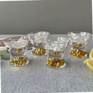고급 골드 마운틴 유리 소주잔 4P 세트 술잔 소주컵