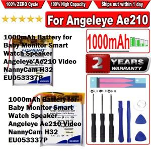 베이비 모니터용 HSABAT 1000mAh 배터리 스마트 워치 스피커 Angeleye Ae210 비디오 NannyCam H32 EU053337