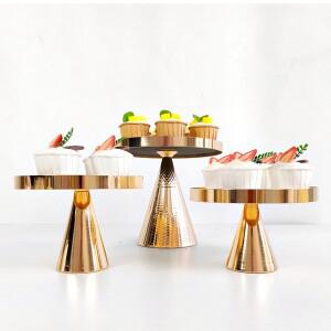 골드 케이크 스탠드 라운드 거울 디저트 테이블 디스플레이 세트 결혼식 이벤트 생일 파티 1 개