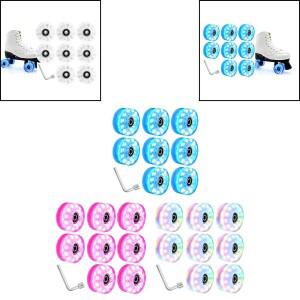 렌치 악세서리가있는 8 조각 빛나는 롤러 스케이트 바퀴 베어링이 된 경도 업