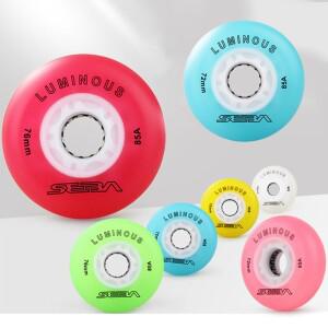 100% 오리지널 SEBA 빛나는 깜박이 인라인 스케이트 바퀴 LED 조명 슬라럼 롤러 85A 72 80 mm 타이어 휠