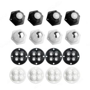 4pcs 이동 롤러 키트 헤비 듀티 자체 접착 도르래 바퀴 360 학위 회전 범용 쓰레기통 보관 상자 가구