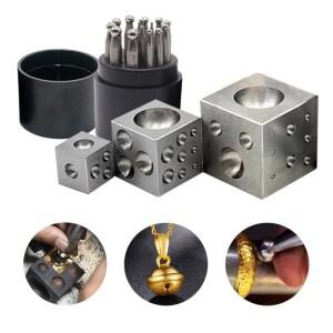 1인치 2인치 스틸 다핑 블록 사각 다이 큐브  원형 오목 펀치 키트