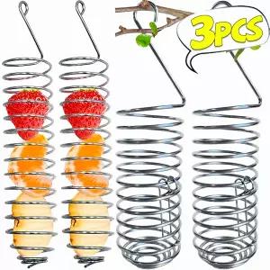 1/3PCS 앵무새 모이 먹이통 스테인레스 스틸 새 피더 야채 과일 피더 바구니 식품 용기 홈 애완 동물 식품