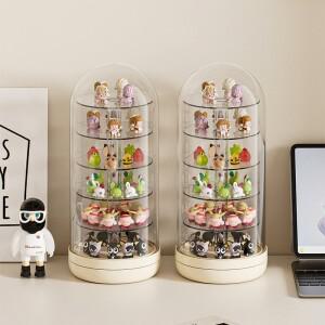 Uforu 투명 대용량 미니 소형 핸드헬드 오피스 블라인드 박스 디스플레이 커버 포함 다층 회전형 데스크탑