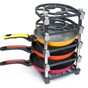 프라이팬 거치대 스테인레스 주방 후라이팬 프라이팬 정리대 냄비 수납 용품 씽크대 싱크대 선반 높이 조절