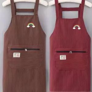면 앞치마 가벼운 요리용 다용도 스트라이프 앞치마 튼튼한 주방용 성인용 패션 세트 토시