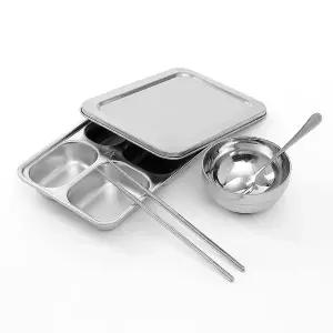 스텐 604VGH31 4구 식판 풀세트 뚜껑 소 병원식판