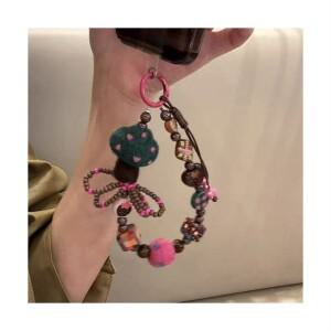 DIY 핸드메드 비즈 리본 피치 핸드폰줄 귀여운 윗베리 가방 키 액세서리