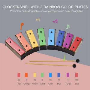1세트 8 노트 실로폰  Glockenspiel 플라스틱 말렛이 이동식 플레이트 공진기 녹색 케이스