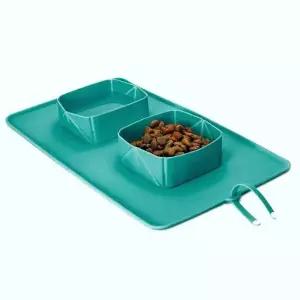 접이식 애완동물 밥그릇 휴대용 강아지 식기 매트 다용도 식사용기
