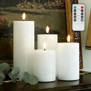 4개의 리모컨 세트가 있는 JOION 불 없는 기둥 양초, 결혼식 및 가정 장식에 완벽한 리얼 왁스 LED 배터리 작동 로맨틱 발렌타인 데이 장식, 화이트
