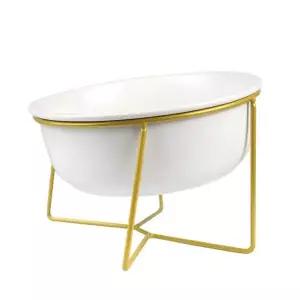 반려견 도자기 식기 대형 골드 트레이 화이트 밥그릇 강아지밥그릇