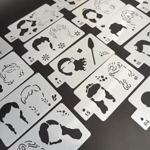 17가지 페인팅 템플릿  바디  홀리데이 파티 메이크업 아트 재사용 가능 변장 DIY 그래피티 스프레이 페인