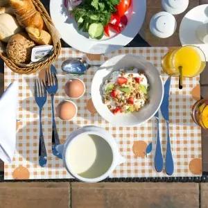 귀여운 PVC 포인트 매트 오렌지 4p 식탁 방수 테이블