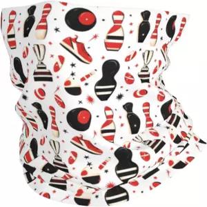 남성용 TZTT 볼링공 블랙 레드 프린트 넥 게이터 페이스 마스크 반다나 발라클라바 헤드 스카프 랩