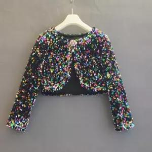 스팽글 긴팔 티셔츠 슬림 반짝이 레이어드 섹시 무대