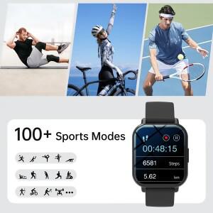 필수 프리미엄 스마트워치 HD 터치스크린 - 무선 통화 카메라 및 음악 제어 멀티 스포츠 모드 알람/통화-SM
