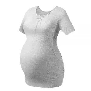 HOFISH 여성용 민소매 수유 임산부 탱크 탑 캐미 쉬운 모유 티셔츠 의류 04 반팔 탱크: 1팩 그레이 845662