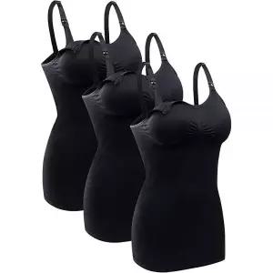 BRLIDO 여성용 수유 탱크 탑 내장 브라 모유 임산부 캐미솔 블랙3. 845555