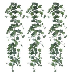 달리스텐 3 가닥 베고니아 인공 덩굴, 녹색 잎이 달린 67인치 실크 덩굴 화환, 가짜 매달린 식물 집, 침실, 벽, 파티, 결혼식 장식