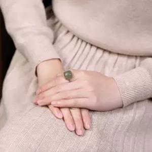 반지 S925 청옥 대나무잎 자연주의 옥 복고풍 시리즈 (WFLPIL3)