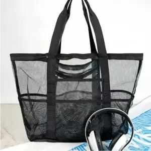 메쉬 비치백 망사 물놀이 숄더 가방 대형 블랙 그물가방 메쉬백 망사가방 그물비치가방