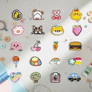 열접착패치 열접착 가방 옷 꾸미기 미니 와펜 패치 20개 세트 열접착패치 자수와펜