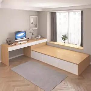 침대책상 일체형 책상침대세트 우드 침대+책상+캐비닛 수납 선반 조립식