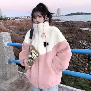 러브 뽀글 하프넥 집업 점퍼 SD 241203후리스 여성 크롭 하트