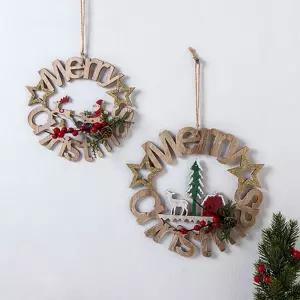 크리스마스 우드 2size 소 장식 품용 벽걸이품 트리용 가정용 파티 홈파티 인테리어 데코 용품 인테리어품